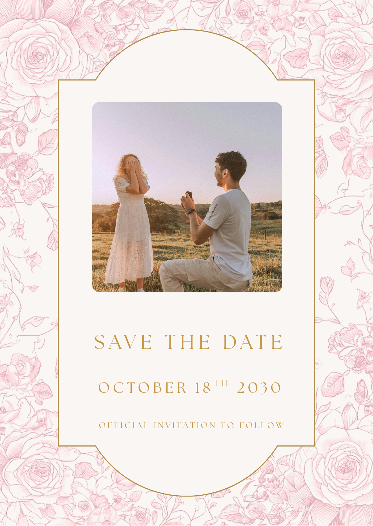 Editable Blush Pink Toile Wedding Invitation Suite Template