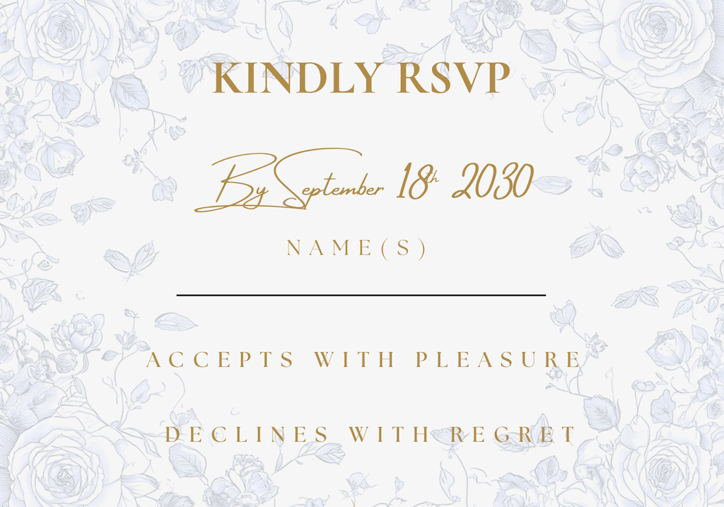 Editable Blue and White Floral Toile Wedding Invitation Suite Template