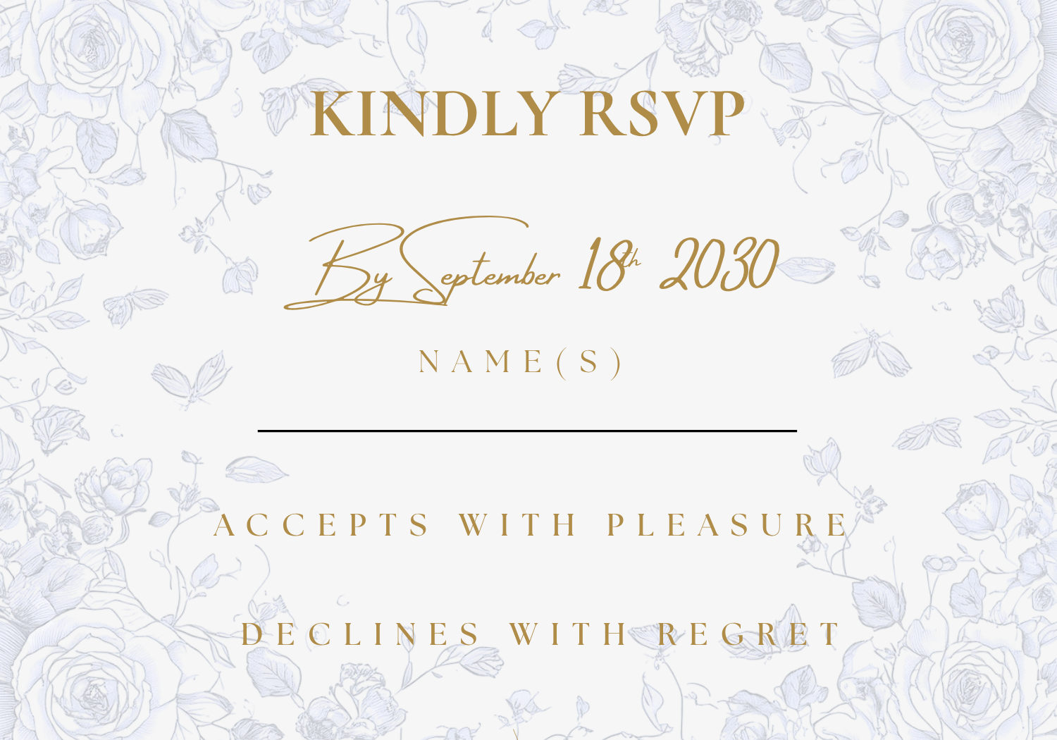 Editable Blue and White Floral Toile Wedding Invitation Suite Template