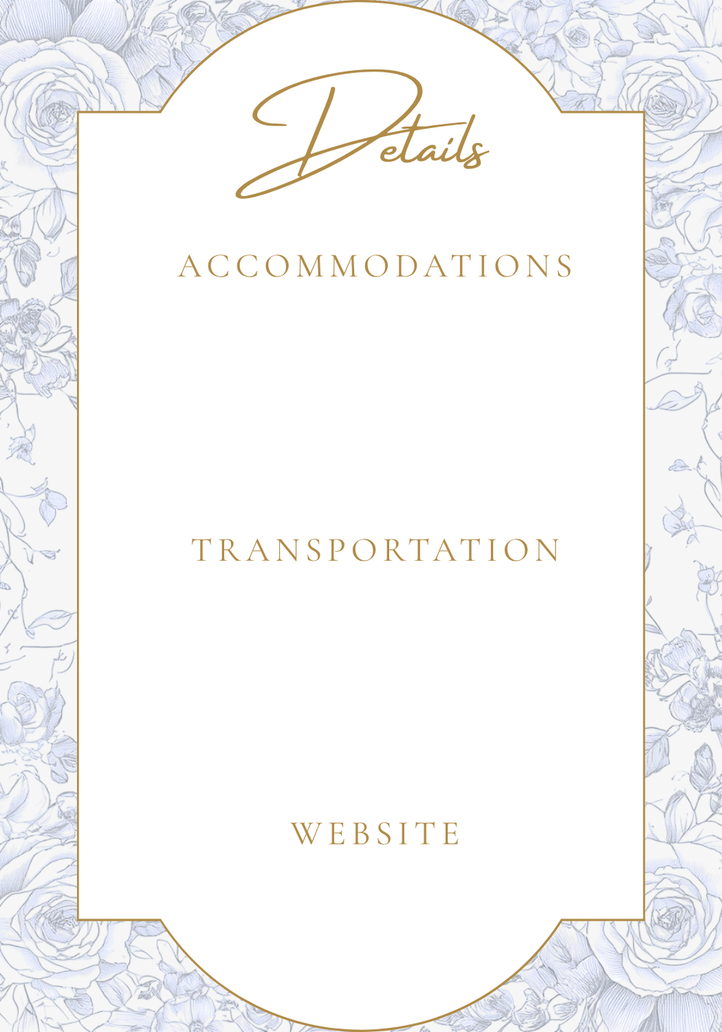 Editable Blue and White Floral Toile Wedding Invitation Suite Template