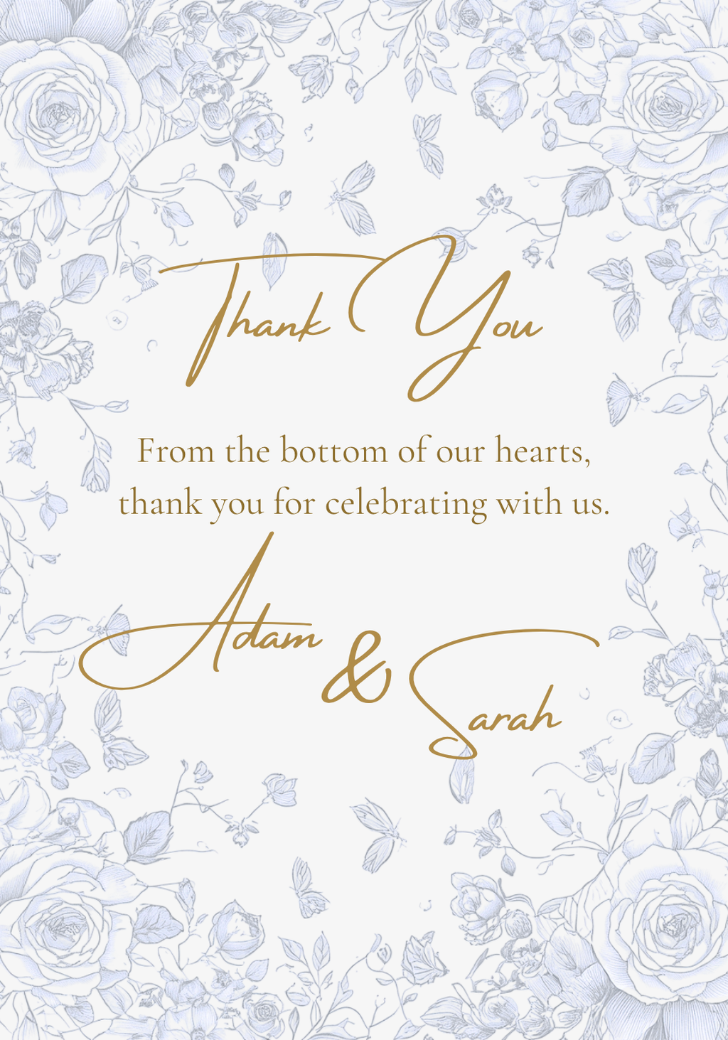 Editable Blue and White Floral Toile Wedding Invitation Suite Template