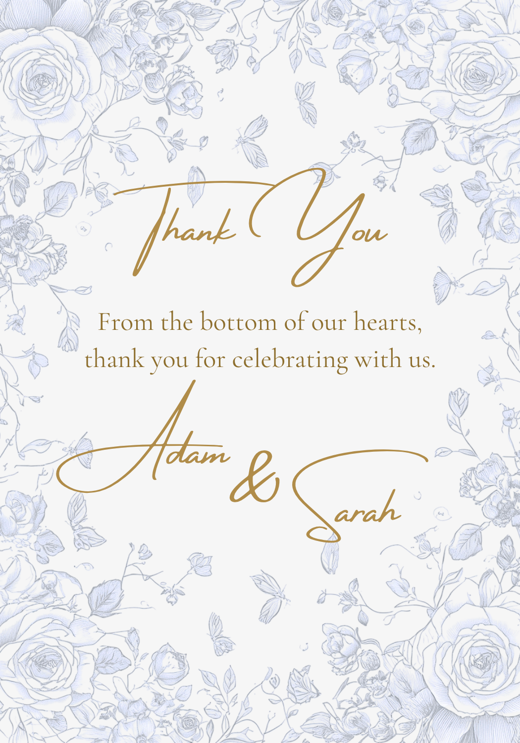 Editable Blue and White Floral Toile Wedding Invitation Suite Template