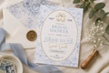 Editable Bridal Shower Invitation Blue Toile Collection Template